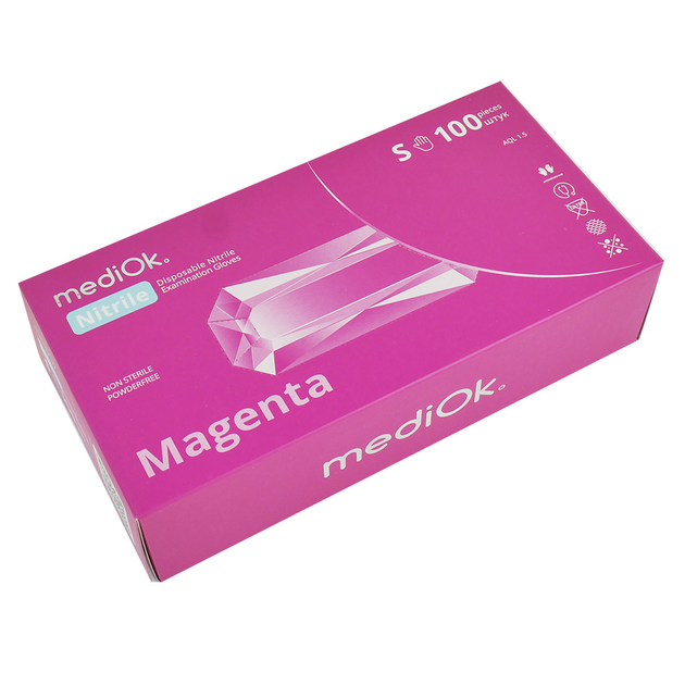 Рукавички нітрилові MediOk без тальку Magenta рожеві S 100 шт (0304678) - зображення 2