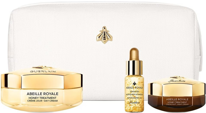 Набір для догляду за обличчям Guerlain Abeille Royale Денний крем 50 мл + Нічний крем 15 мл + Олія 5 мл + Косметичка (3346470619951) - зображення 1