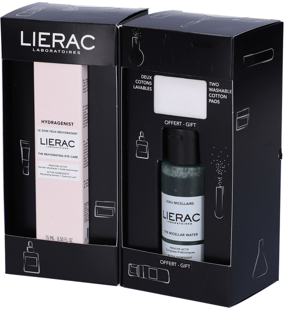 Набір для догляду за обличчям Lierac Hydragenist Discover Skincare Крем для шкіри навколо очей 15 мл + Міцелярна вода 50 мл + Косметичні диски 2 шт (3701436921149) - зображення 1