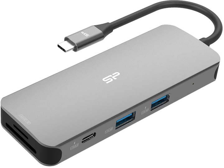 USB-хаб Silicone Power SR30 Docking USB 3.2 Gen 1 Type-C Grey (SPU3C08DOCSR300G) - зображення 2