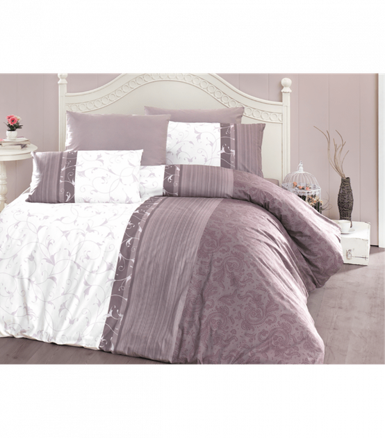 Комплект постельного белья Ranforce - First Choice - R-76 Peitra Lilac - Полуторный - Светло-коричневый с белым - Фото 1 Комплект постельного белья Ranforce - First Choice - R-76 Peitra Lilac - Полуторный - Светло-коричневый с белым - изображение 1