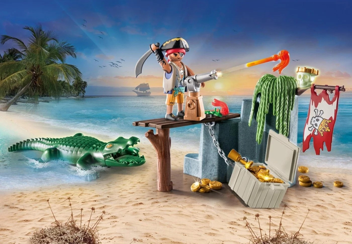 Zestaw do zabawy z figurkami Playmobil Pirates Pirate With Alligator 59 elementow (4008789714732) - obraz 2