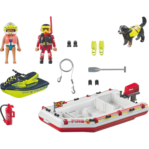 Zestaw do zabawy z figurkami Playmobil Action Heroes Fire Boat with Water Scooter 52 elementa (4008789714640) - obraz 2