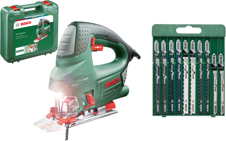 Набір Лобзик електричний Bosch PST 900 PEL 620 Вт + Пиляльні полотна ...