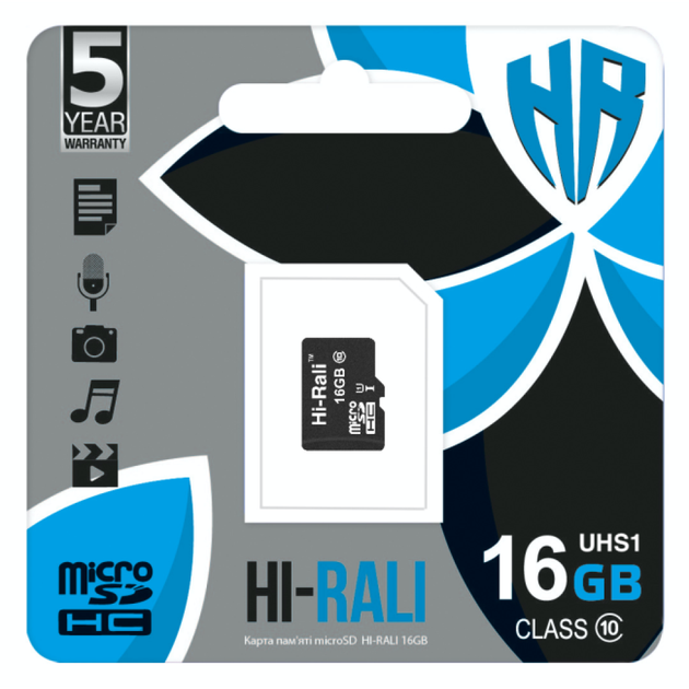 Карта Памяти Hi-Rali MicroSDHC 16gb UHS-1 10 Class Цвет Черный - изображение 2