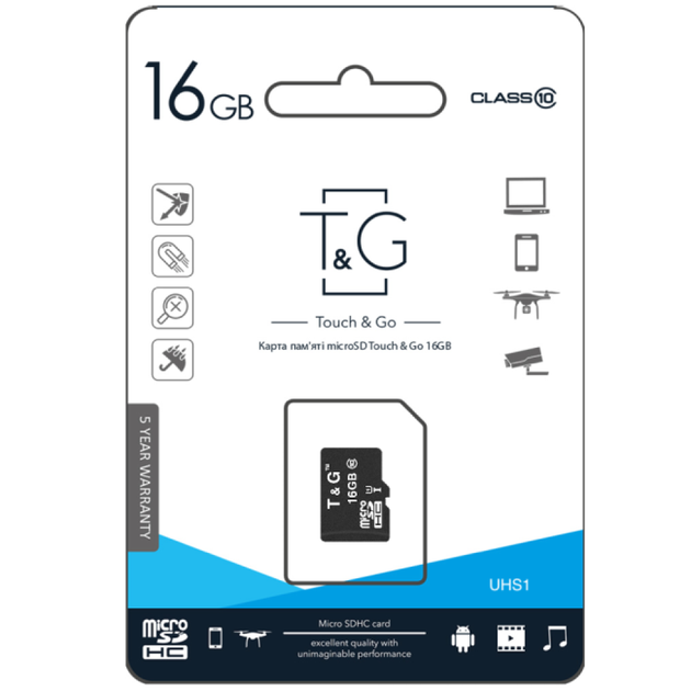 Карта Памяти T&G MicroSDHC 16gb UHS-1 10 Class Цвет Черный - изображение 2