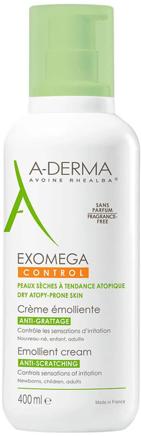 Крем для тіла A-Derma Exomega Control пом'якшувальний 400 мл (3282779397438) - зображення 1