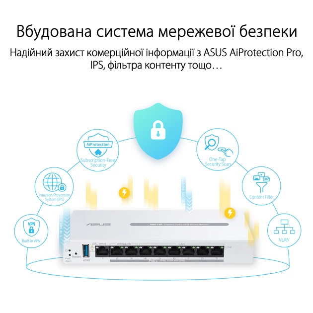 Маршрутизатор Asus ExpertWiFi EBG19P VPN / 1 Гбіт/с / 8 портів PoE - Фото 10 Маршрутизатор Asus ExpertWiFi EBG19P VPN / 1 Гбіт/с / 8 портів PoE - зображення 10
