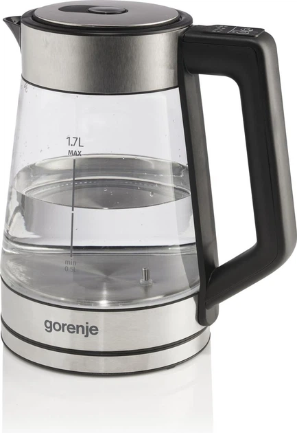 Електрочайник Gorenje K17TRG 2200 Вт скло 1.7л Чорний зі сріблястим - изображение 2