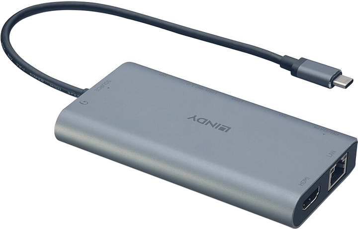 Док-станція Lindy DST-Mini XT USB-C 4K 100W Grey (4002888433235) - зображення 2