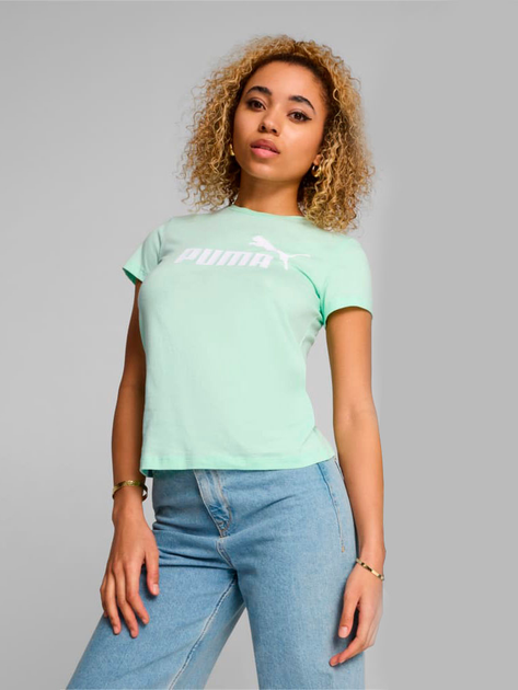 Акція на Футболка бавовняна жіноча Puma ESS Logo Tee 58677590 XL Fresh Mint від Rozetka