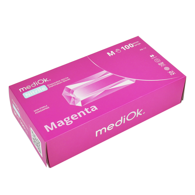 Перчатки MediOk нитриловые без талька Magenta розвые M 100 шт (0304677) - изображение 2