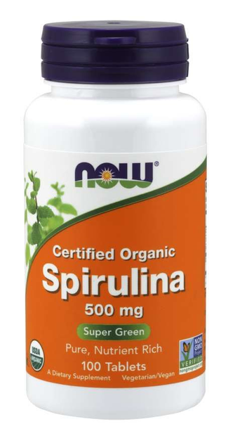 Спіруліна NOW Spirulina Certified Organic 500 mg 100 tab - Фото 1 Спіруліна NOW Spirulina Certified Organic 500 mg 100 tab - зображення 1