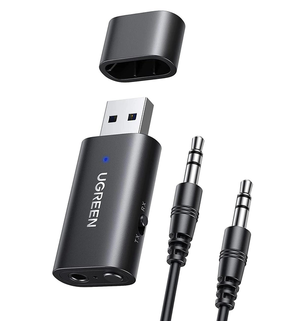 Bluetooth-приемник UGREEN Bluetooth 5.1 AUX 3.5 мм 2 в 1 автомобильный аудиоадаптер (CM523) - изображение 1