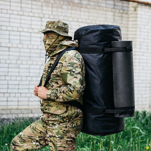 Універсальна сумка баул військова, армійський баул Оксфорд чорний 120 л тактичний баул-рюкзак - зображення 2