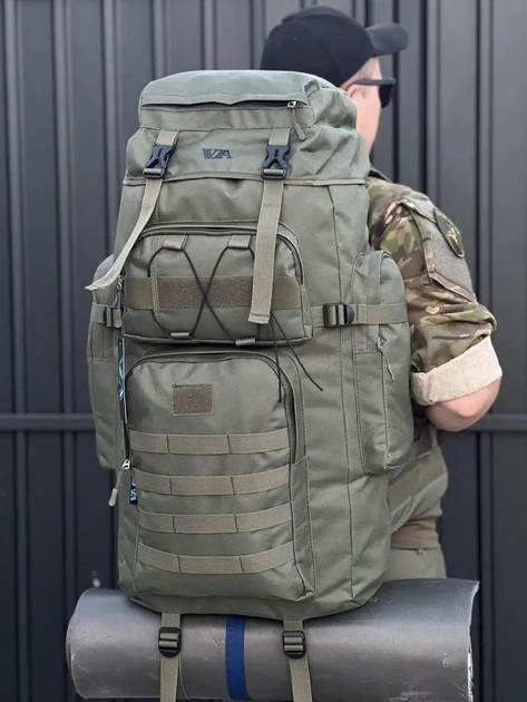 Універсальна військова сумка, армійська сумка містка 70л тактичний рюкзак Хакі - зображення 2