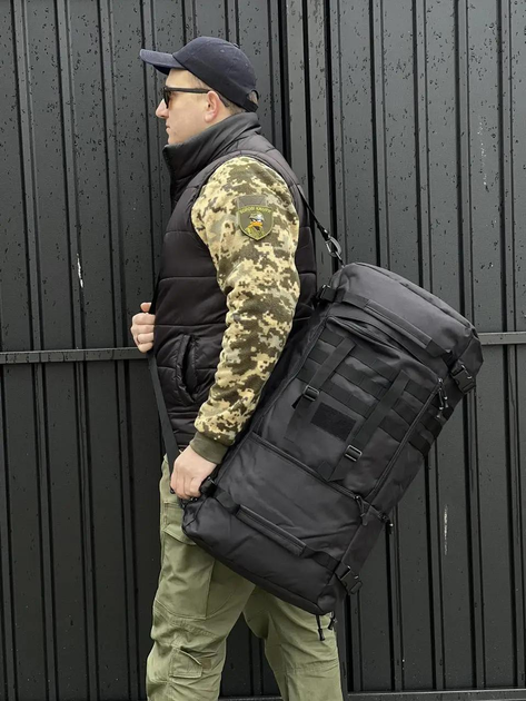 Універсальна сумка баул військова, армійський баул Чорний 65л тактичний баул-рюкзак - зображення 2