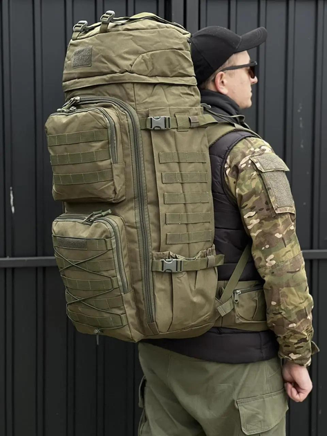 Універсальна сумка каркасна військова, армійська сумка містка 90л тактичний рюкзак Чорний Хакі - зображення 1
