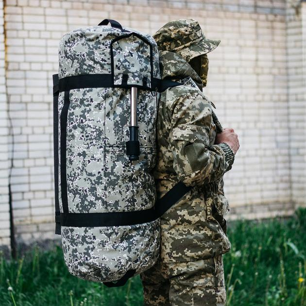 Универсальная сумка баул военная, армейский баул пиксель Оксфорд 100 л тактический баул-рюкзак - изображение 1