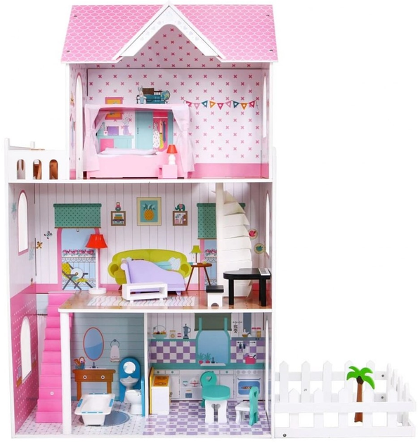Ляльковий будинок з дерева Розовый (6953160683030) - зображення 1