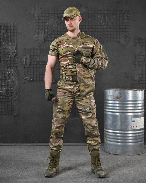 Тактичний військовий польовий костюм Defender ( Кітель + Футболка + Штани ), Камуфляж: Мультикам, Розмір: XXL - зображення 1