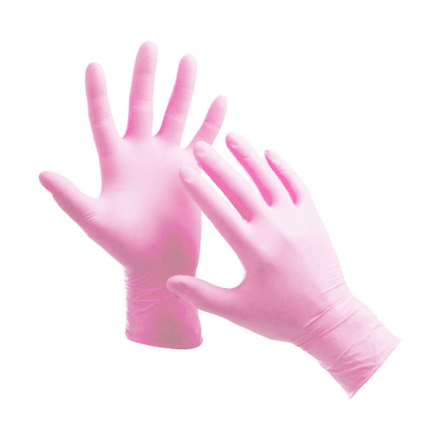Перчатки нитриловые упаковка - 5 пар, размер XS (без пудры), розовые (2000994179612) - зображення 1