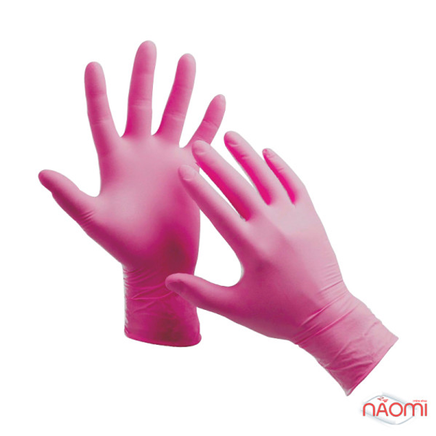 Перчатки нитриловые упаковка - 5 пар, размер M (без пудры), плотность 3,6 г, розовые (2000994192802) - зображення 1