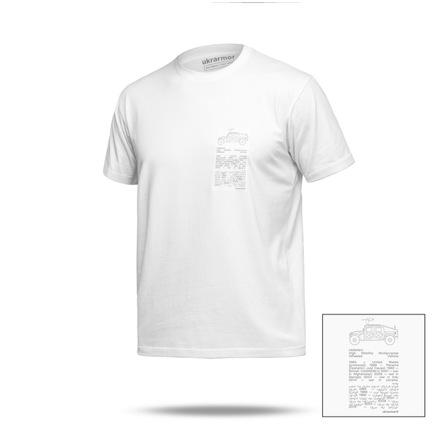 Футболка Basic Military T-Shirt. HMMWV. Cotton, білий з принтом. Розмір L - зображення 1