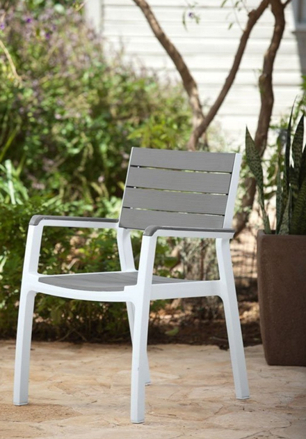 Стілець пластиковий садовий Keter Harmony Armchair 236052 сірий/білий - Фото 8 Стілець пластиковий садовий Keter Harmony Armchair 236052 сірий/білий - зображення 8