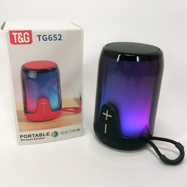 Портативна колонка TG652 5W з RGB підсвічуванням та ремінцем, колонка з аккумулятором блютуз. Цвет: зелений(ws53622)(WB) - Фото 3 Портативна колонка TG652 5W з RGB підсвічуванням та ремінцем, колонка з аккумулятором блютуз. Цвет: зелений(ws53622)(WB) - зображення 3