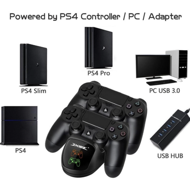 Зарядка для джойстика PS4 Dobe Док Станция для PlayStation 4 Dualshock Черный - Фото 3 Зарядка для джойстика PS4 Dobe Док Станция для PlayStation 4 Dualshock Черный - изображение 3