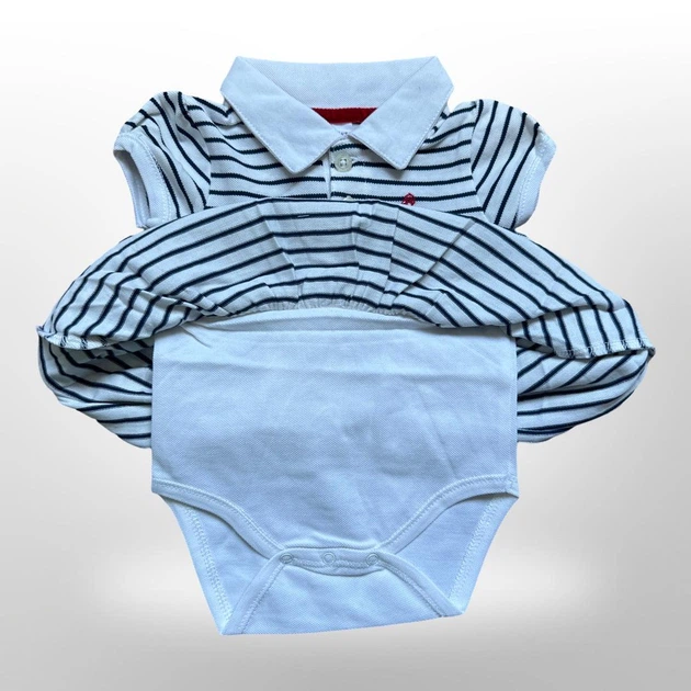 Детское боди - платечко ZEYNO&MEMO organic cotton wear (Турция) 80 см Белый в полосочку (0616) - изображение 4