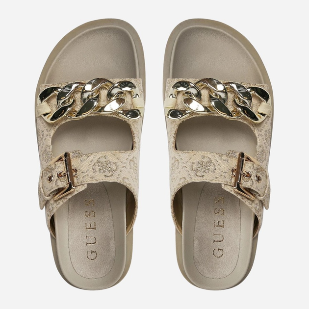 Жіночі шльопанці Guess gssfljfatfal03gold 37 Золотисті (7626101667589) - зображення 4