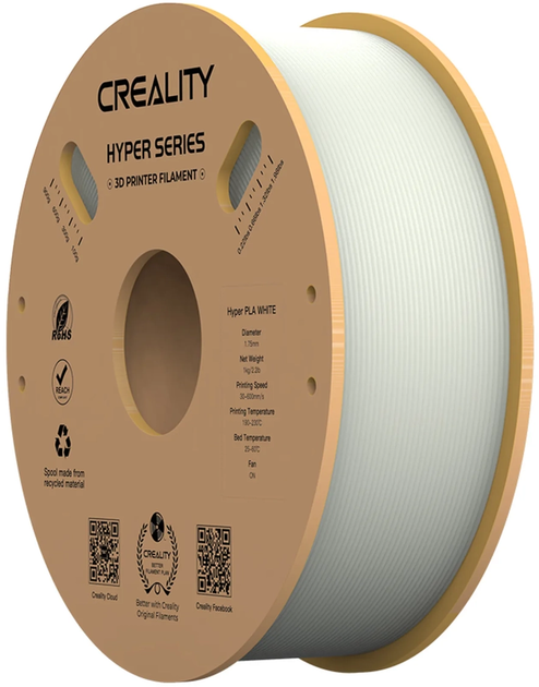 Пластик Creality Hyper PLA Filament для 3D принтера 1 кг 1.75 мм Белый (3301010335) - Фото 2 Пластик Creality Hyper PLA Filament для 3D принтера 1 кг 1.75 мм Белый (3301010335) - изображение 2
