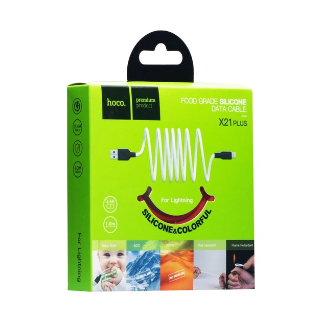 USB Hoco X21 Plus Silicone Lightning Цвет Черно-Белый - изображение 5