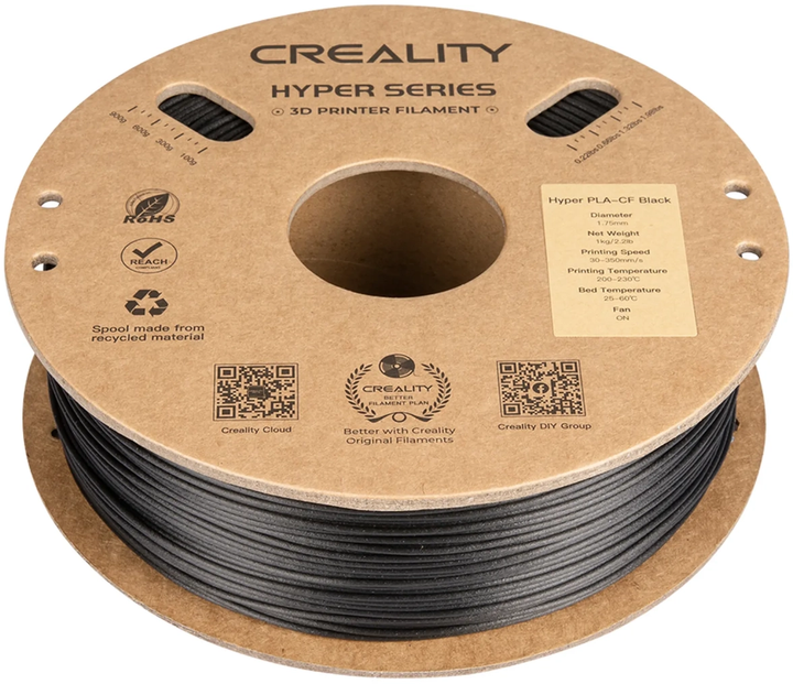 Пластик Creality Hyper PLA-CF Filament для 3D принтера 1 кг 1.75 мм Черный (3301060015) - Фото 3 Пластик Creality Hyper PLA-CF Filament для 3D принтера 1 кг 1.75 мм Черный (3301060015) - изображение 3