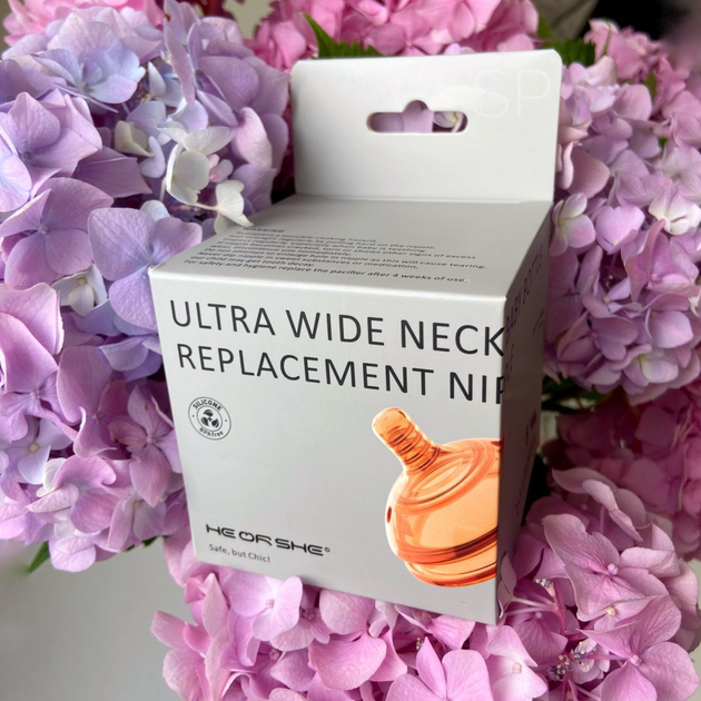Насадка - соска на пляшечку HEORSHE Ultra Wide Neck 6m+, 2 шт. - зображення 2