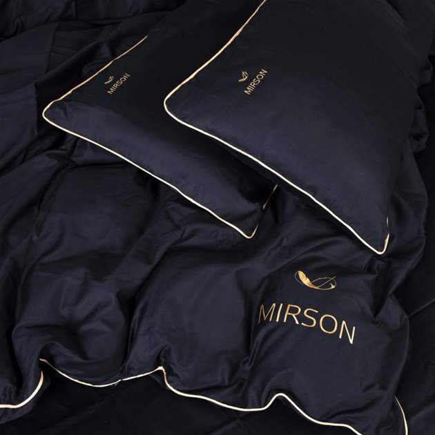 Акція на Комплект постільної білизни MirSon Сатин Premium Corner Black Pearl 200x220 см від Rozetka