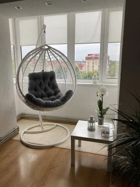 Подвесное кресло кокон Garden Белый из техноротанга, садовые