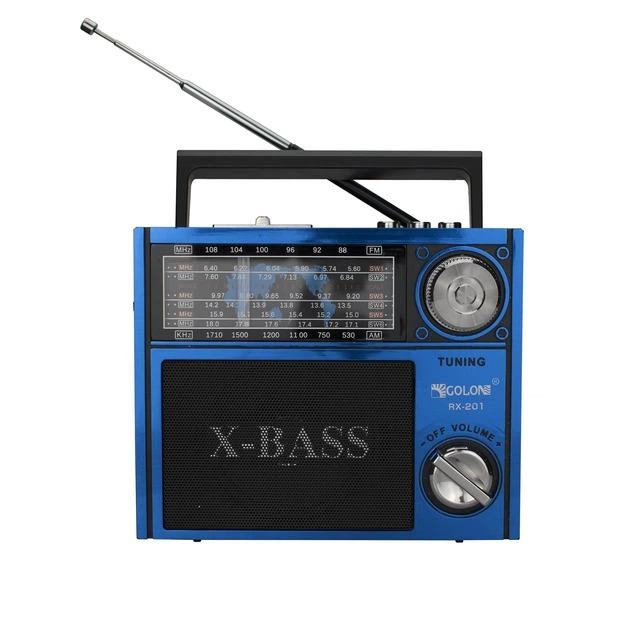 Портативный радиоприемник GОLОN RX 2OI ФМ радио проигрыватель Bluetooth на аккумуляторе с солнечной панелью, Синий - изображение 2