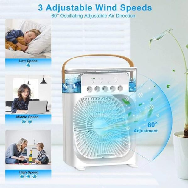 Портативный настольный мини-кондиционер с подсветкой Mini Cooling Fan ...
