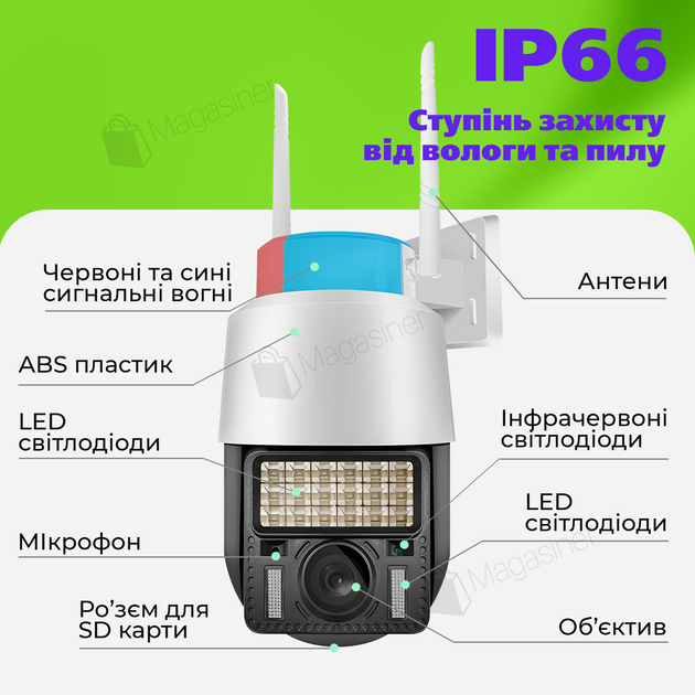 Уличная поворотная WI-FI IP-камера видеонаблюдения IP WiFi Q18 v380 3 Мп с удаленным доступом (2942) - изображение 2