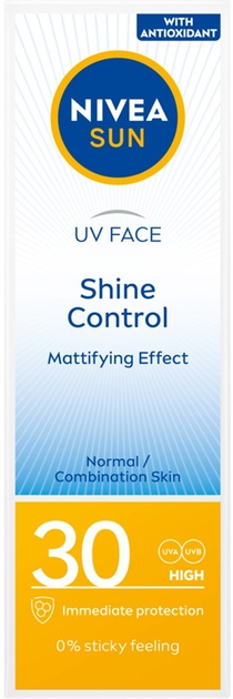 Krem do twarzy Nivea Sun UV Face Shine Control matujący SPF 30 50 ml (5900017089003) - obraz 1