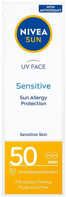 Крем для обличчя Nivea Sun Sensitive для чутливої шкіри захисний SPF 50 50 мл (5900017088754) - зображення 1