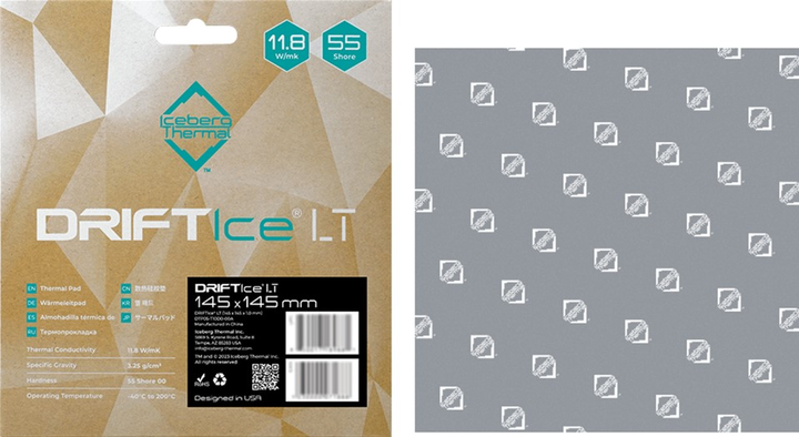 Термопрокладка Iceberg Thermal DRIFTIce LT Thermal Pad 145x145x1.0 мм (DTP05-T10D0-00A) - изображение 4