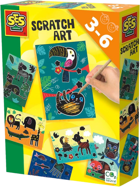 Набір для творчого малювання Ses Creative Scratch art animals 6 шт (8710341146221) - зображення 1