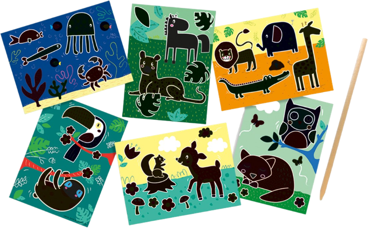 Набір для творчого малювання Ses Creative Scratch art animals 6 шт (8710341146221) - зображення 3