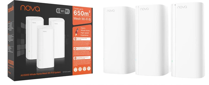 Бездротовий маршрутизатор (роутер) Tenda Nova EX12 3-Pack - Фото 4 Бездротовий маршрутизатор (роутер) Tenda Nova EX12 3-Pack - изображение 4