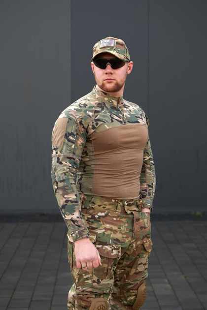 Тактическая боевая потоотводная рубашка Tactical Series Multicam мультикам L - изображение 2