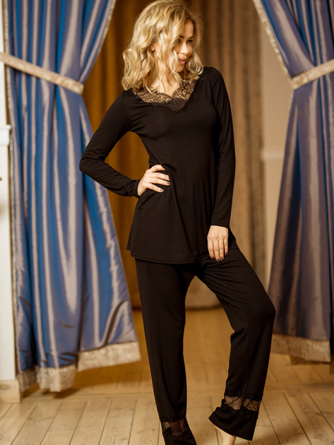 Piżama (bluza + spodnie) damska Kalimo Kapas XL Czarna (5902429219597) - obraz 1